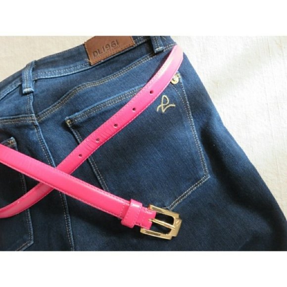 Vintage 90\'s Pink Leather Skinny Belt Trending Blogger Fave Festival Academia